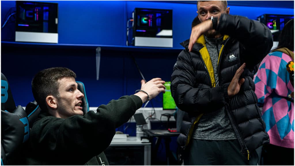 StillRyan and fellow Twitch streamer Mousey at the launch of Tranmere Rovers' esports facility. Photo via Ant Stonelake