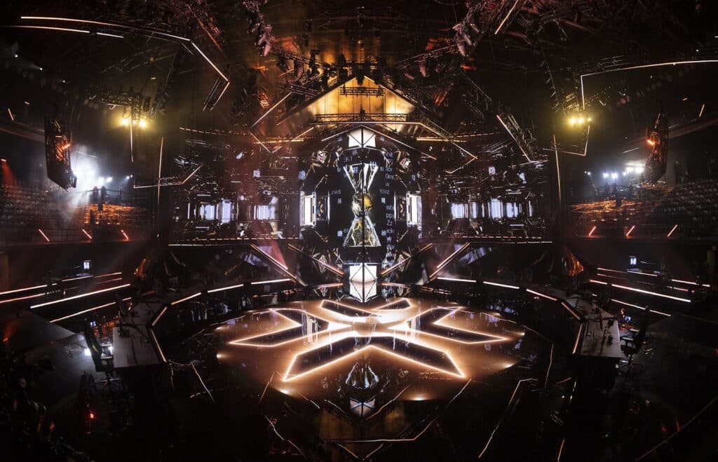 ISTANBUL, TURKEY - SEPTEMBER 18: A view of the players stage at the VALORANT Champions 2022 Istanbul Grand Finals on September 18, 2022 in Istanbul, Turkey. (Photo by Colin Young-Wolff/Riot Games)