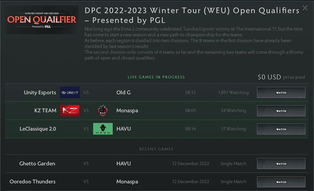 2022/2023 DPC Open Qualifiers Schedule, results, where to watch