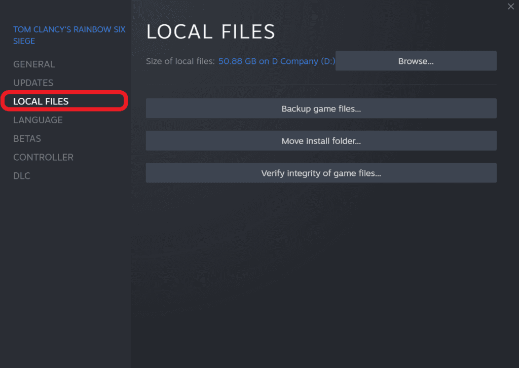 On the left sidebar, click on Local files.