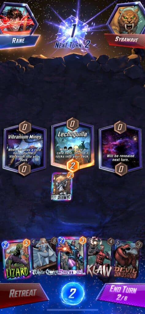 Marvel Snap guide: when to Snap? <br>Good hand, plus negative locations that do not affect my plays<br>Image via Esports.gg