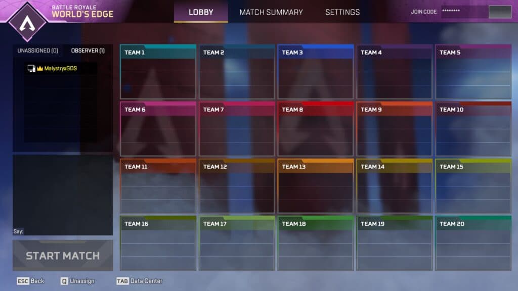 Users can now create 60 player custom Apex private lobbies. Only 30 players are required to launch a game