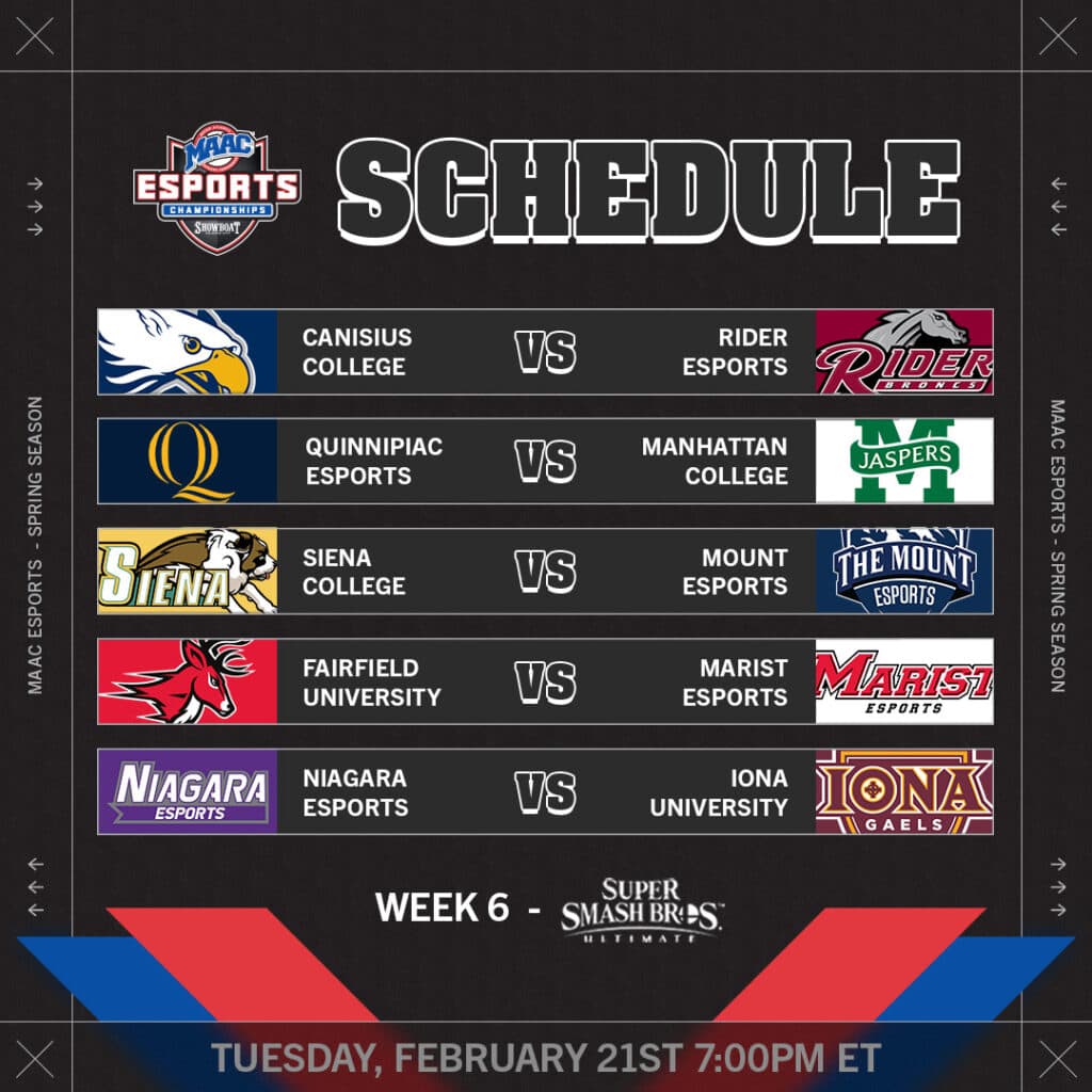 MAAC Esports schedule (Image via MAAC Esports)