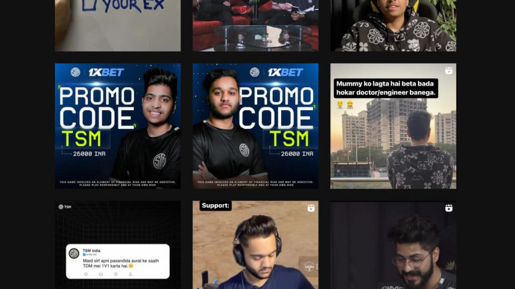 TSM India promoting 1xBet on their Instagram (Image via TSM India)