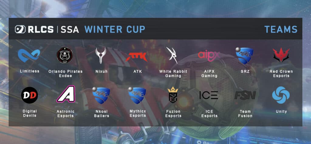 RLCS 2022-23 SSA Winter Cup teams. Image by Esports.gg.