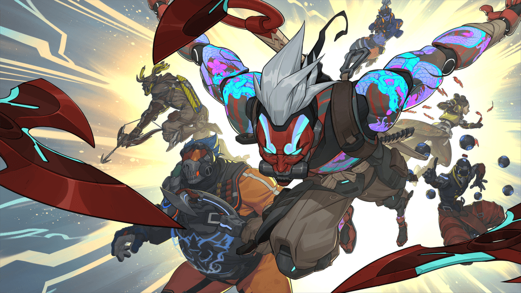 The  Cyber Demon Genji mythic skin in Overwatch 2 (Image via Blizzard Entertainment)