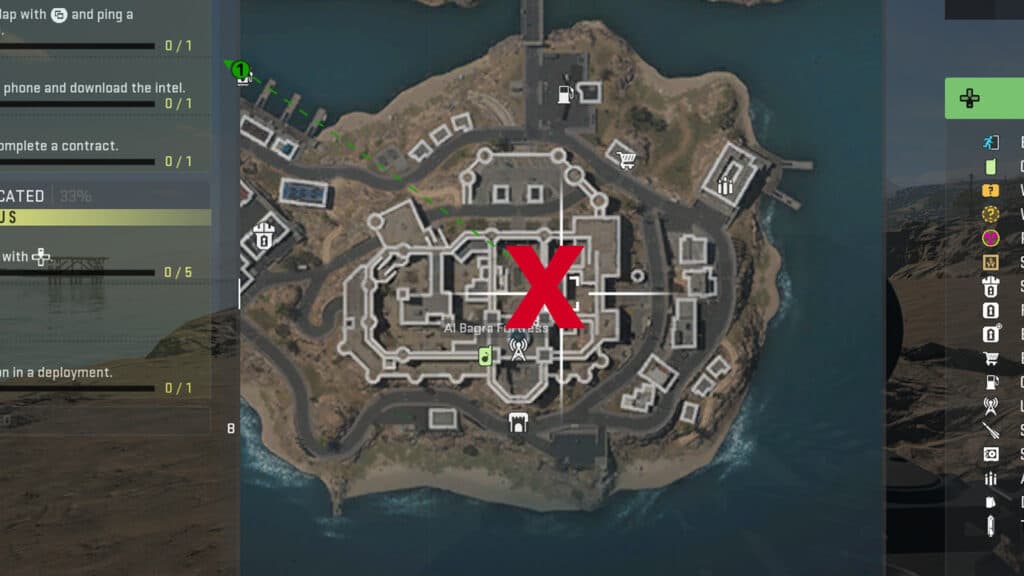 Location of the Fort Barrack Key, it is located in the southernmost island of Al Mazrah.