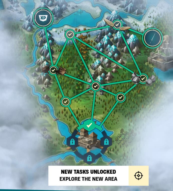 The complete Path 1 map (Image via: <a href="https://twitter.com/AyeAyeRon710">AyeAyeRon710</a> / Epic Partner Code: AyeAyeRon)