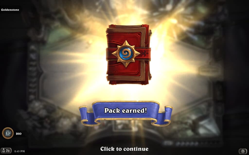 Achieve victory for a free card pack (Image via Blizzard Entertainment)