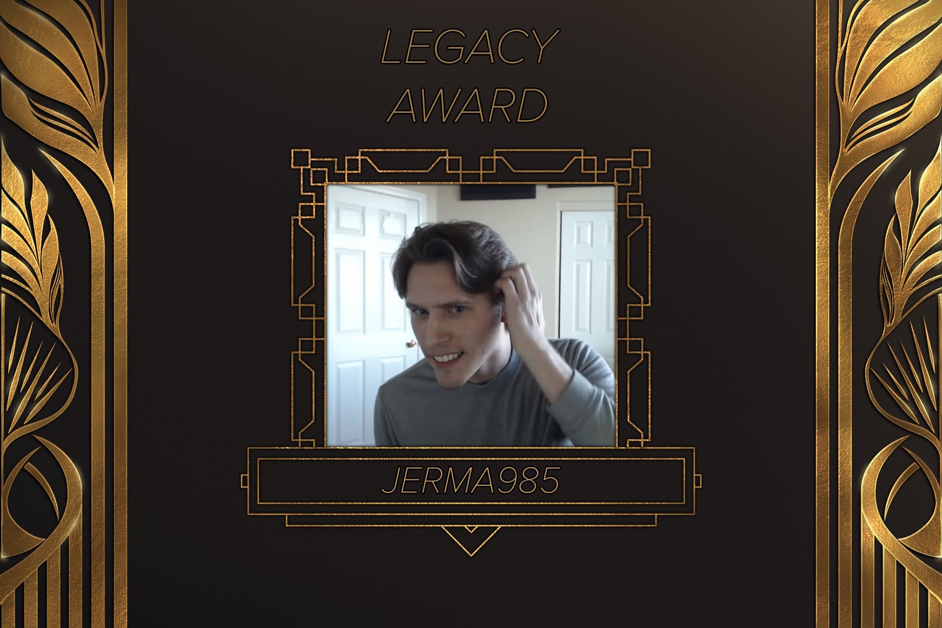 Jerma985 won The Legacy Award. (Image Credit: The Streamer Awards)