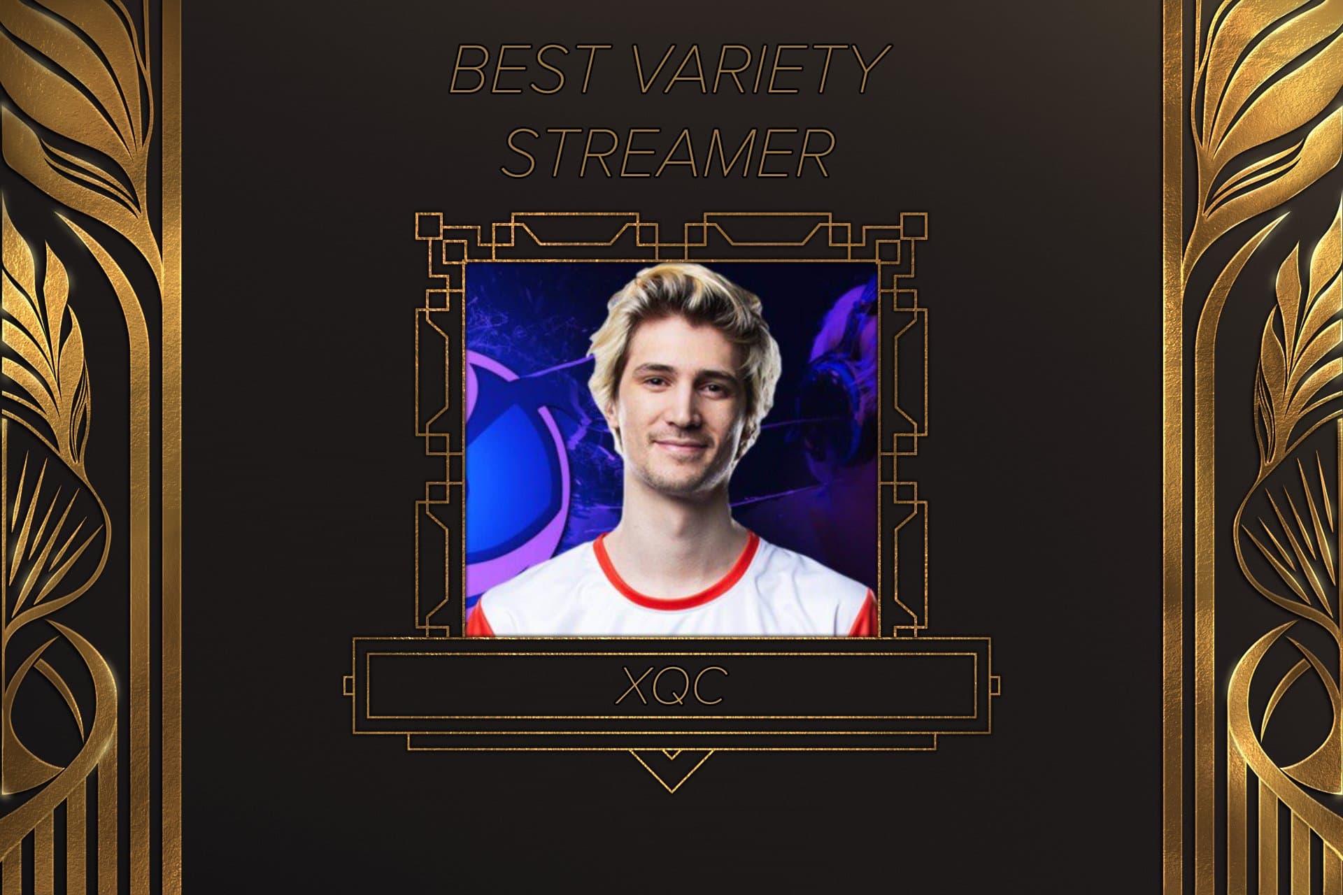 XQC won the best streamer in the variety category. (Image Credit: Streamer Awards 2023)