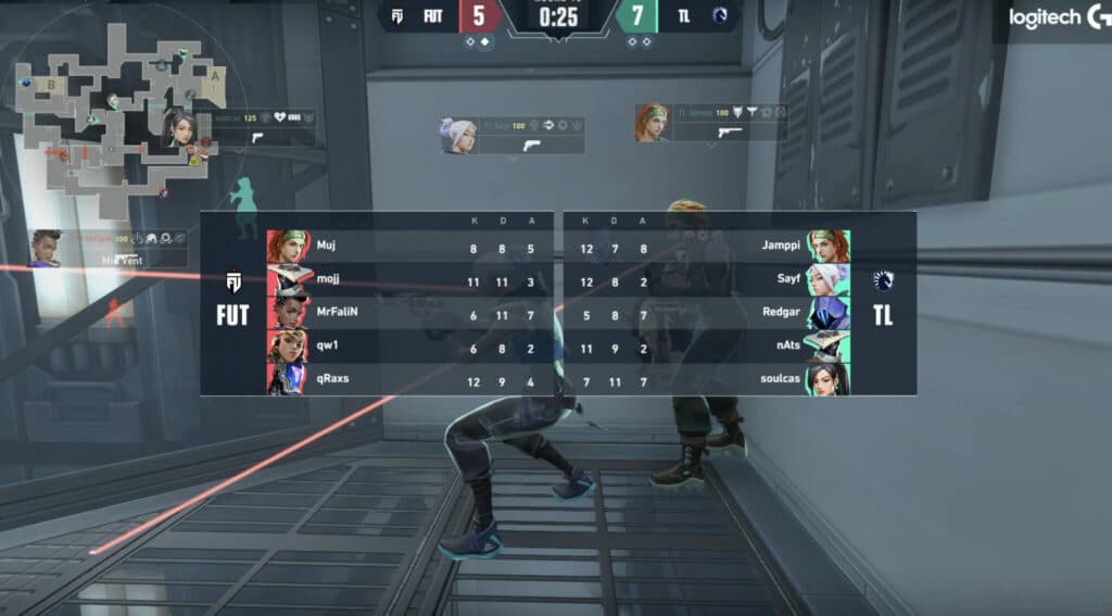 Half time in Map 2 for Team Liquid vs FUT Esports - Image via VALORANT EMEA