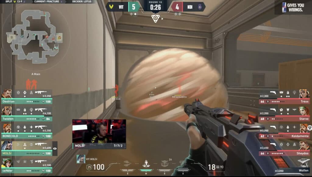 Vitality climb up from behind against KOI on fracture - Image via VALORANT EMEA