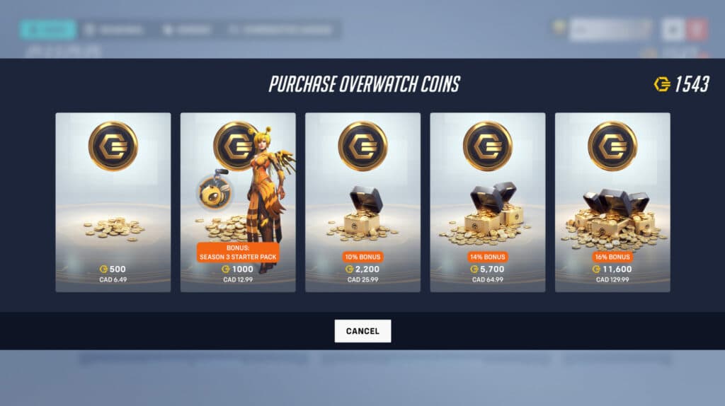 Overwatch coins (Image via Blizzard Entertainment)
