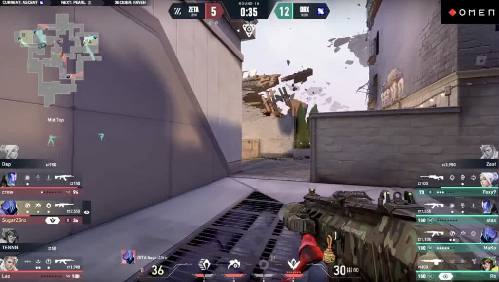 DRX on matchpoint Map 1 - Image via VALORANT Pacific