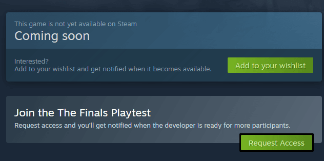 How to request access for The Finals beta key