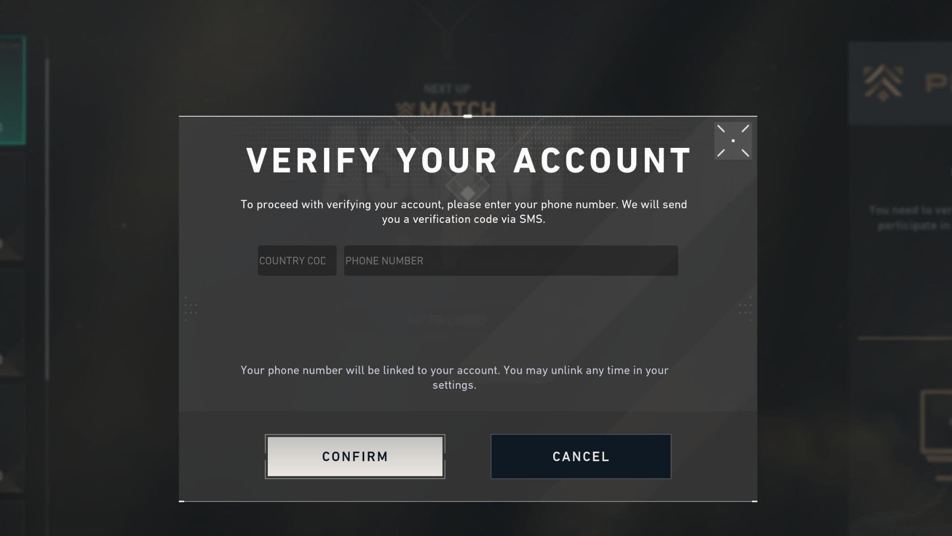 Enter your phone number along with the Country Code in VALORANT