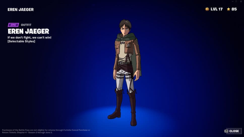 How to unlock Eren Jaeger in Fortnite: All Quests explained cover image