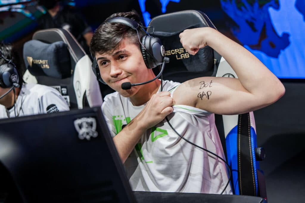 MEXICO CITY, MEXICO - OCTOBER 01: Diego "Brance" Amaral of LOUD poses at the League of Legends World Championship Play-Ins stage on October 1, 2022 in Mexico City, Mexico. (Photo by Colin Young-Wolff/Riot Games)
