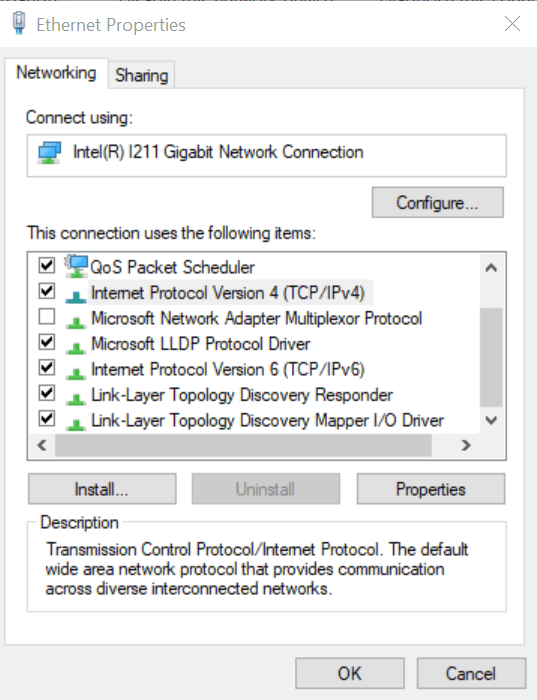 Select Properties of Internet Protocol Version 4