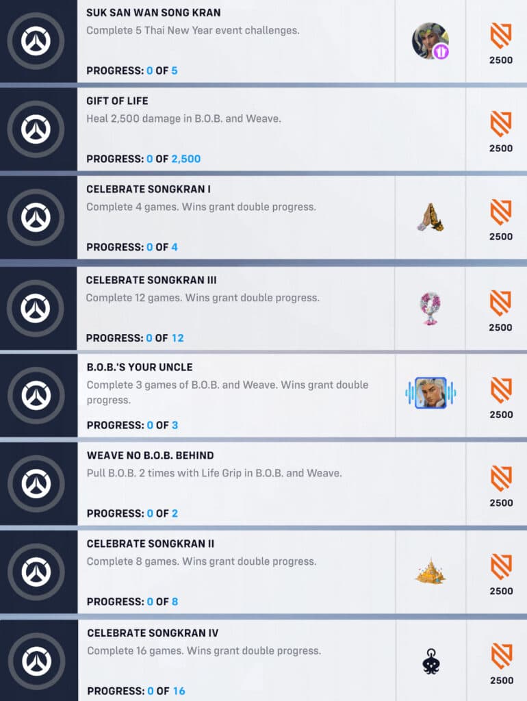 Overwatch 2 Thai New Year challenges (Image via Blizzard Entertainment)
