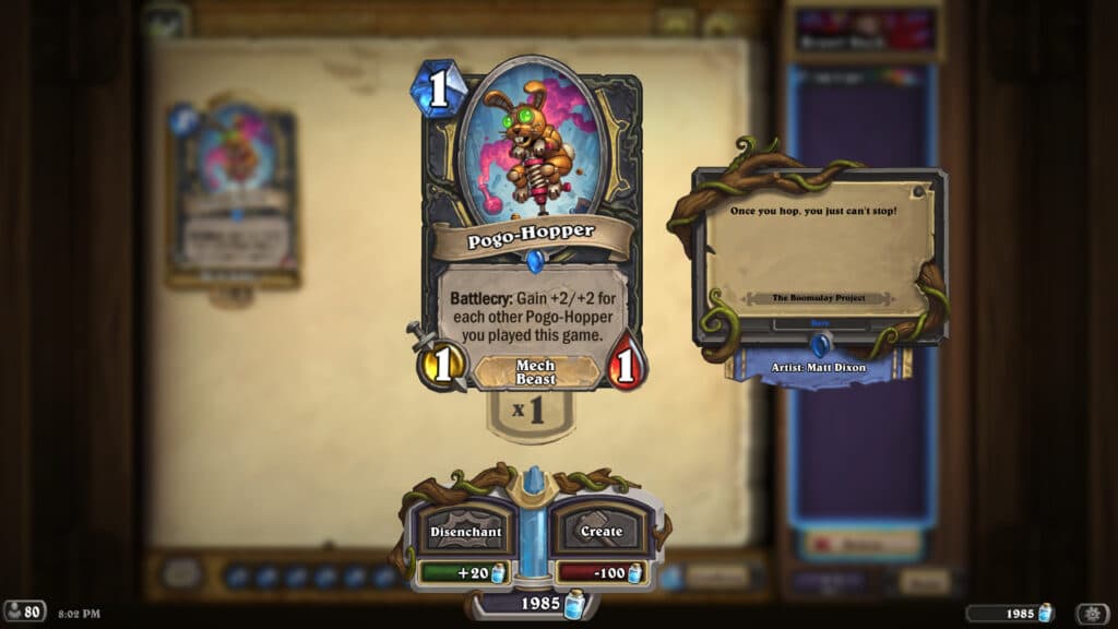 Pogo-Hopper in Hearthstone (Image via Blizzard Entertainment)