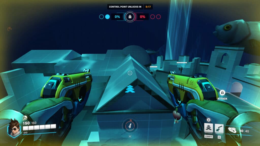 Use the green jump pads to launch yourself into the air (Image via Blizzard Entertainment)