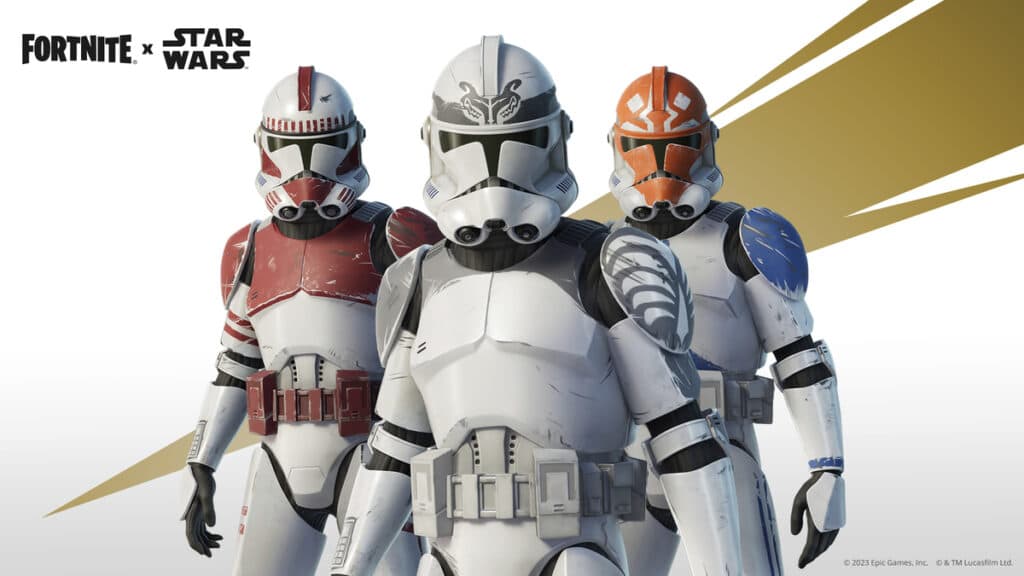 Premium Rewards: Wolf Pack Trooper, Ahsoka's Clone Trooper, and Coruscant Guard via Epic Games