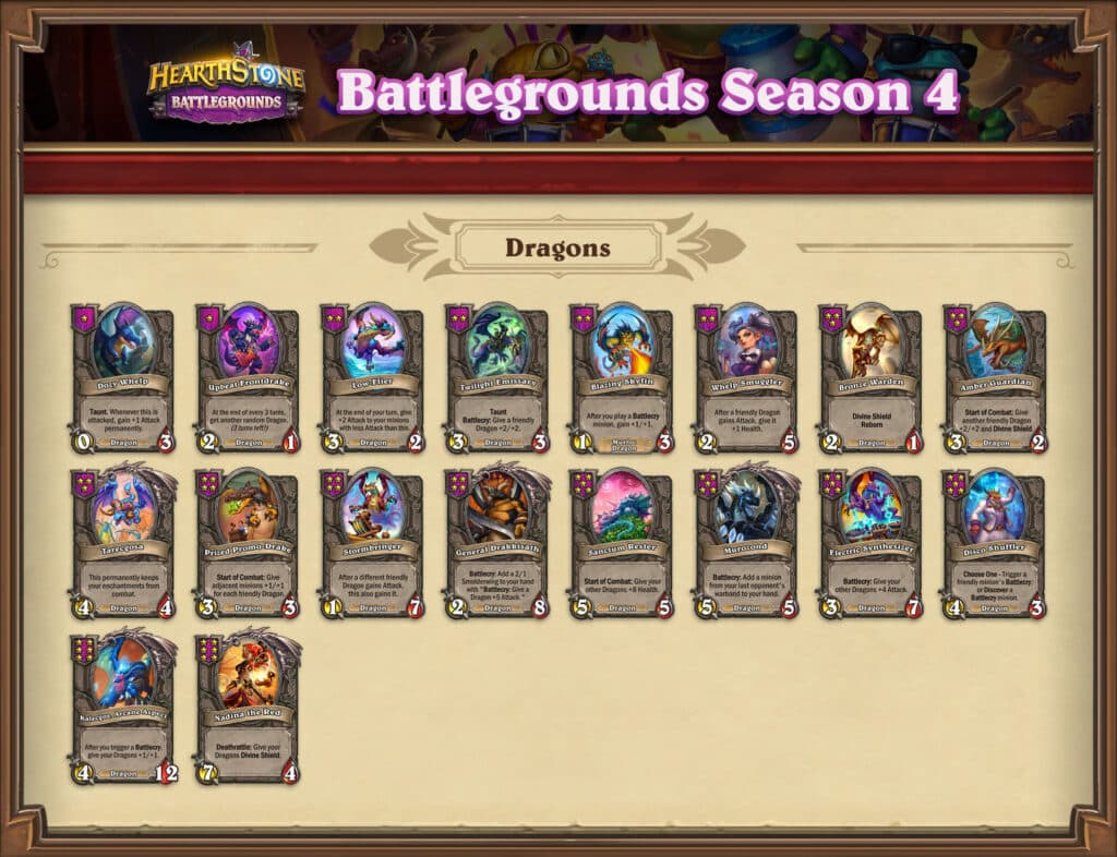 Dragons are back with lots of new instruments, emphasizing Battlecries and in-combat buffs.