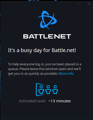 Battle.net delayed log-in message