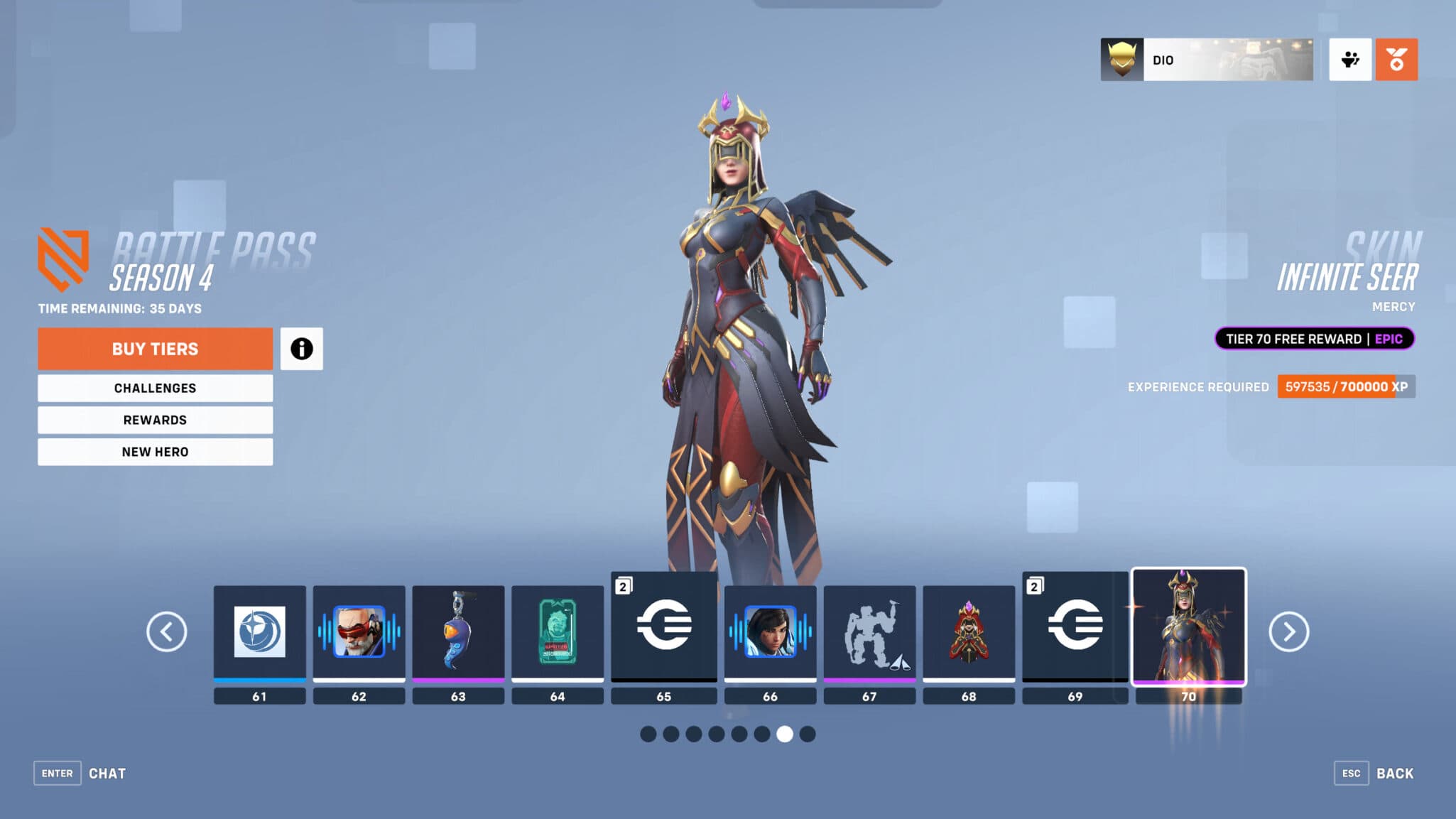 Infinite Seer Mercy skin (Image via Blizzard Entertainment)