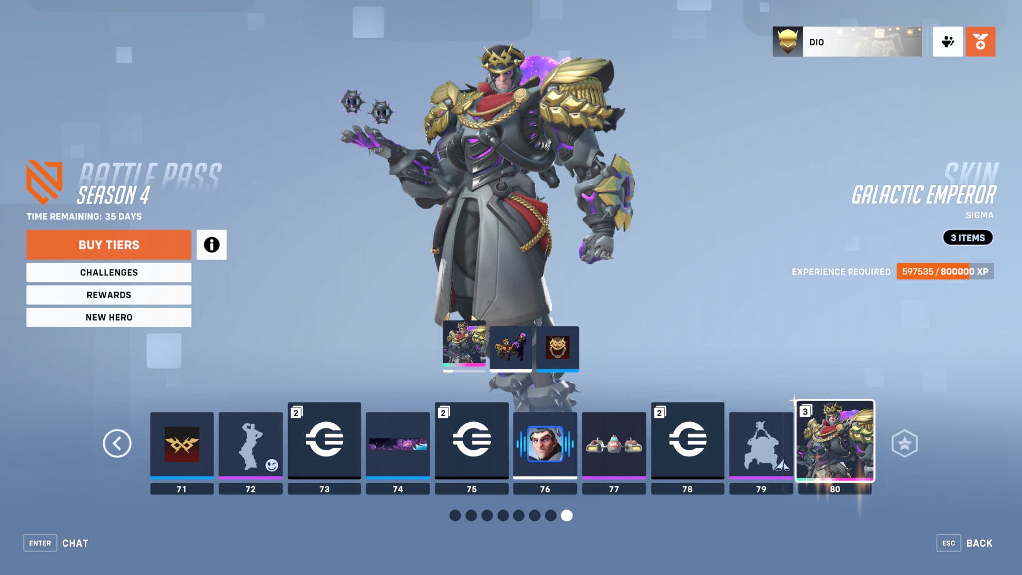 Galactic Emperor Sigma skin (Image via Blizzard Entertainment)