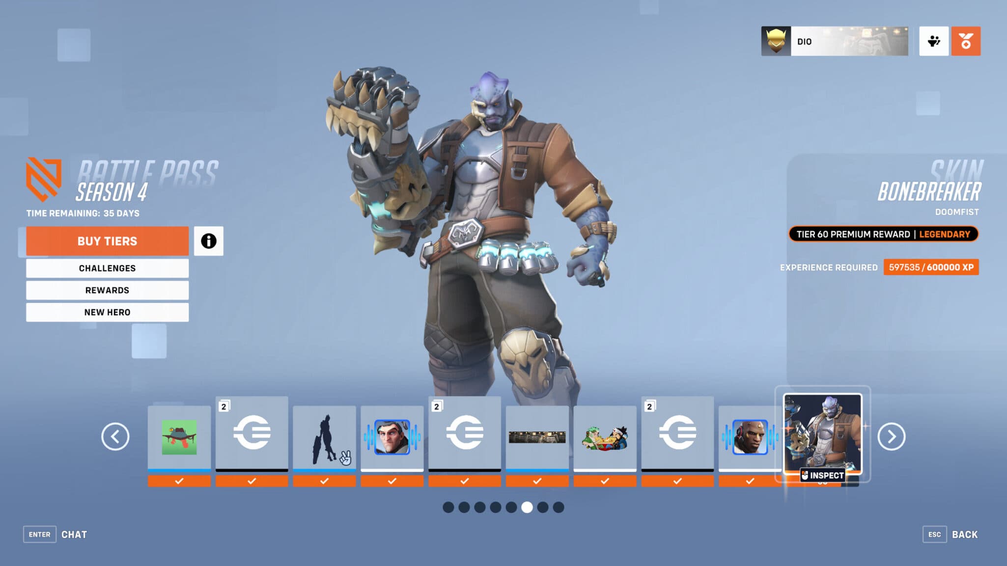 Bonebreaker Doomfist skin (Image via Blizzard Entertainment)