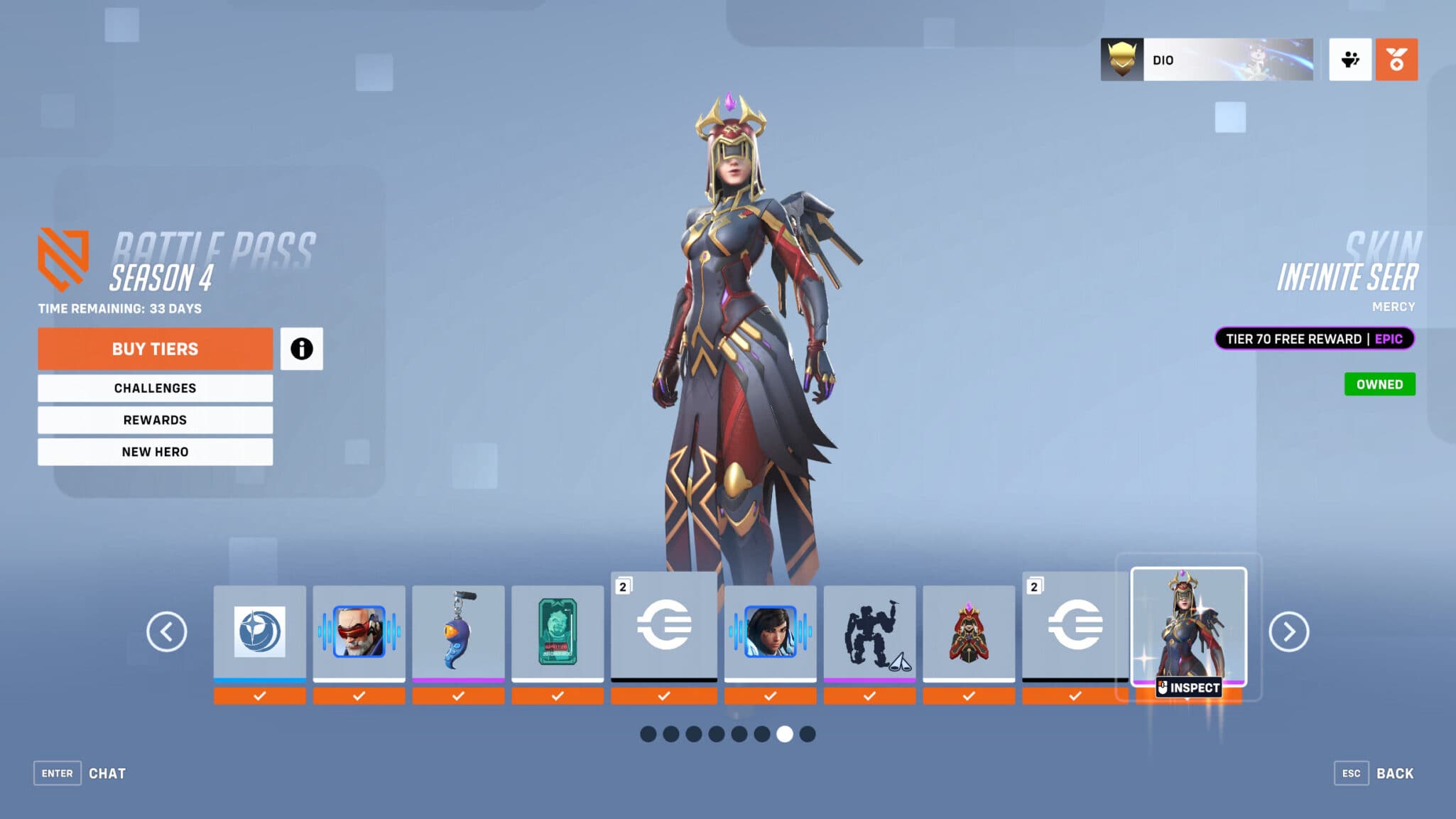 Infinite Seer Mercy as an Overwatch 2 Starwatch skin (Image via Blizzard Entertainment)