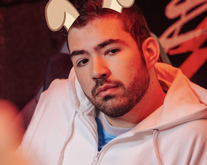 C9 Fudge as a golden retriever (Original image via Colin Young-Wolff and Riot Games, edited image via Nia Quinn)