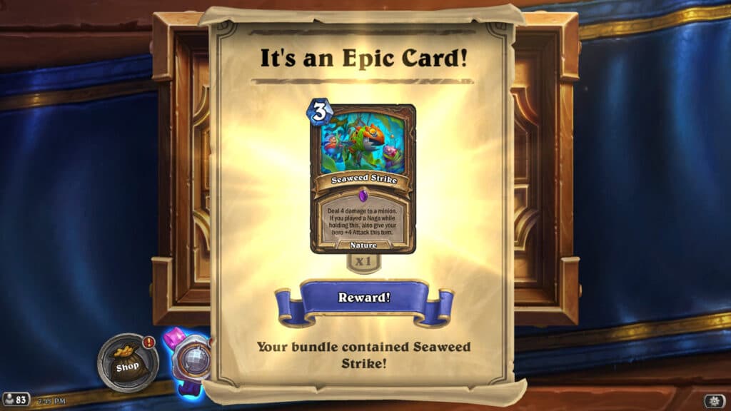A free Standard Hearthstone card from Prime Gaming (Image via Blizzard Entertainment)