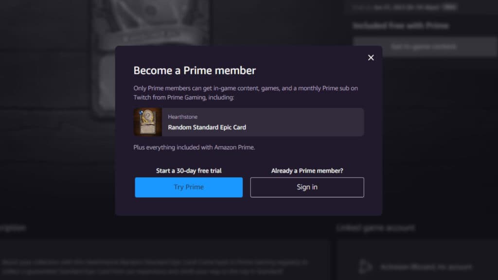 How to become an Amazon Prime member (Image via Prime Gaming)
