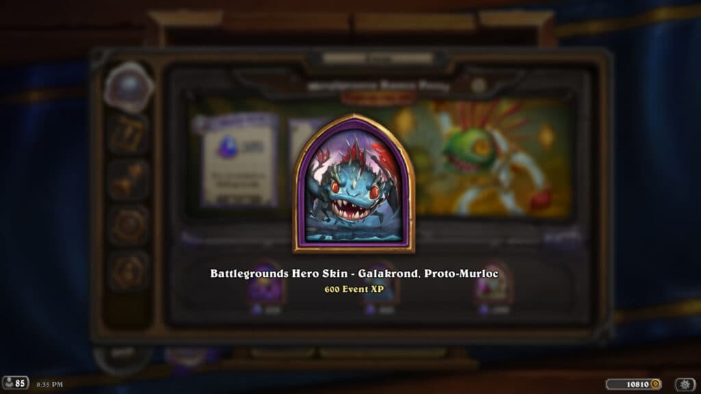 The Galakrond, Proto-Murloc skin in Hearthstone Battlegrounds (Image via Blizzard Entertainment)