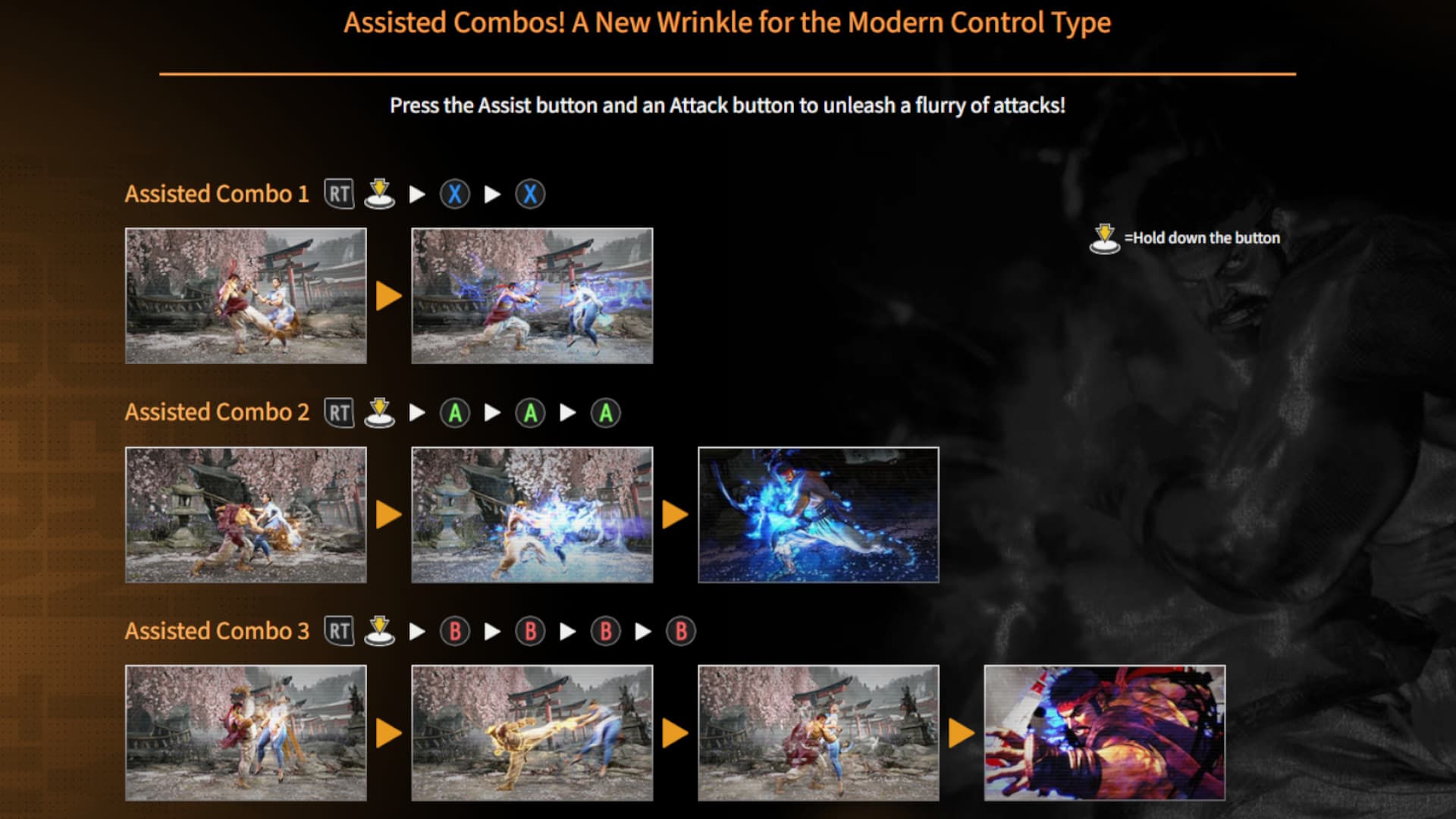 How to execute Assisted Combos (Image via Capcom)