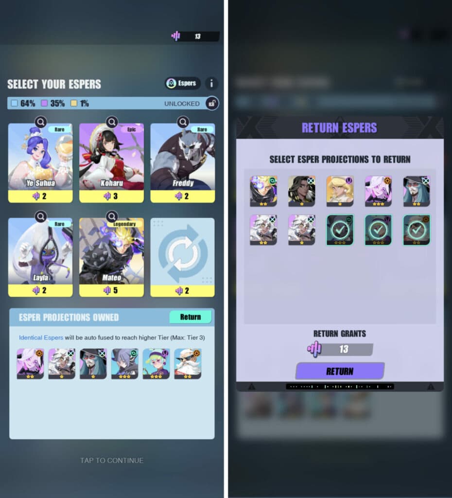 Mateo as a guaranteed legendary Esper and how to sell Espers (Image via Lilith Games)