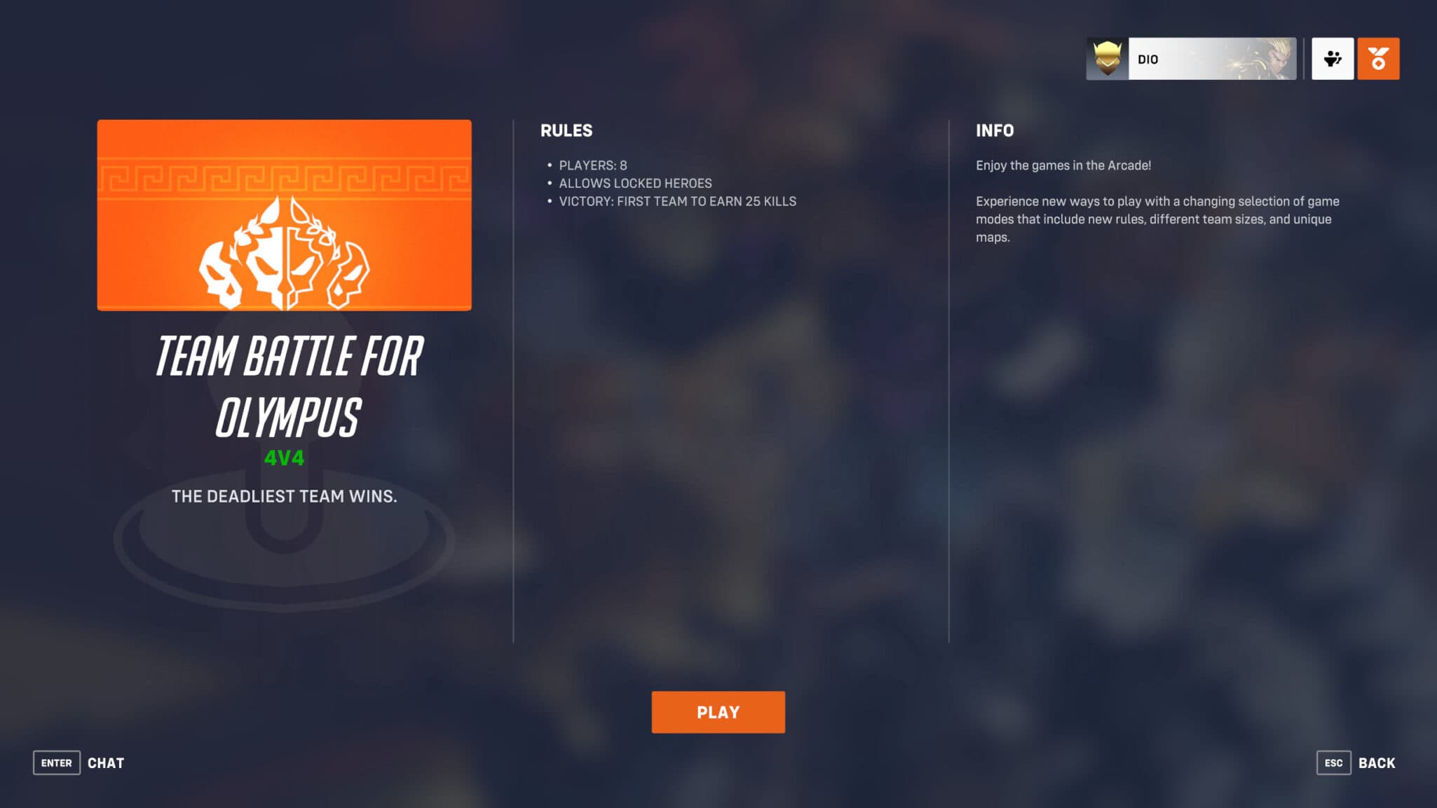 Overwatch 2 Team Battle of Olympus information (Image via Blizzard Entertainment)