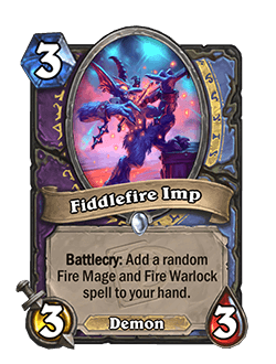 Fiddlefire Imp<br>Old: 3 Attack, 2 Health<br><strong>New: 3 Attack, 3 Health</strong>