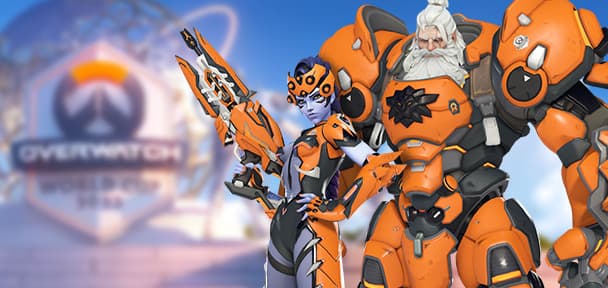 Widowmaker and Reinhardt Overwatch World Cup Home and Away skins (Image via Blizzard Entertainment)