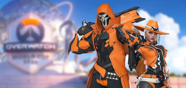 Overwatch World Cup Reaper and Ashe skins (Image via Blizzard Entertainment)