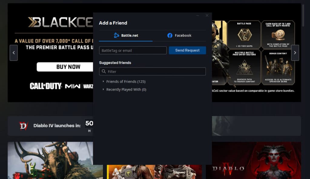 Battle.Net client friend adder.