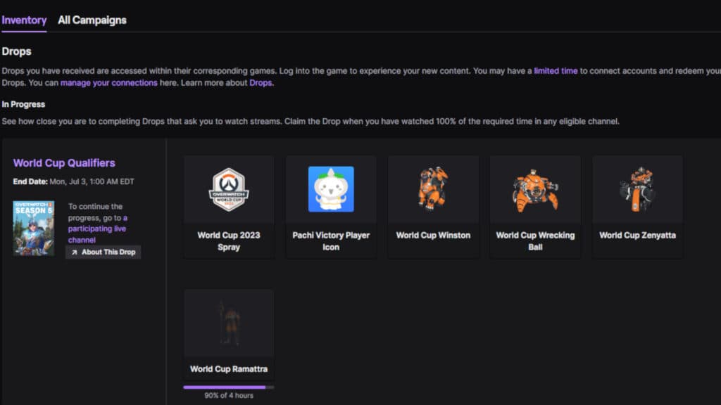 How to claim Overwatch World Cup Twitch drops (Image via Twitch)