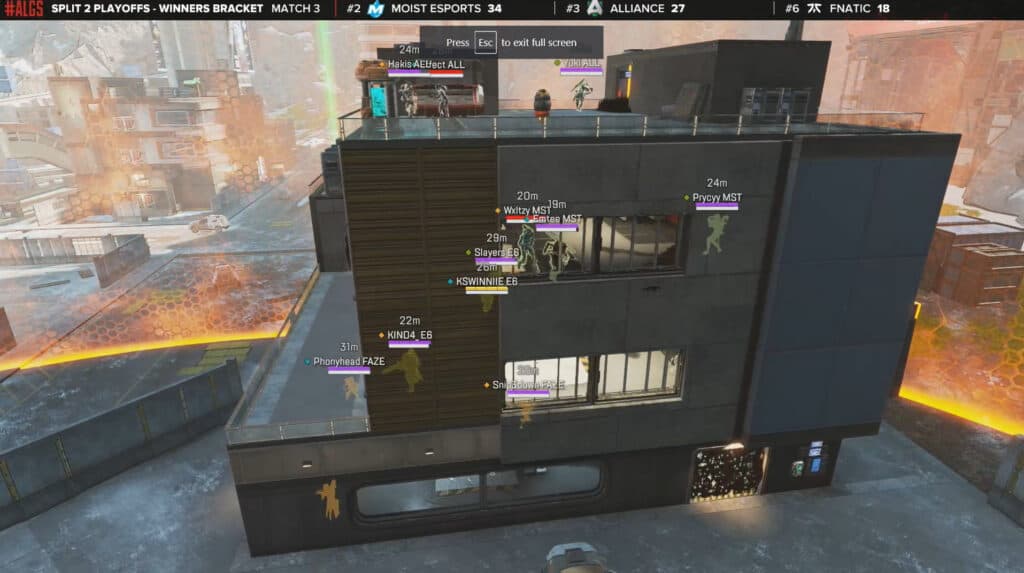 An example of a packed end zone in an ALGS match