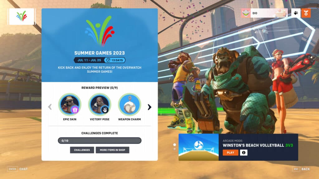 Overwatch 2 Summer Games 2023 event challenges, skins, and rewards