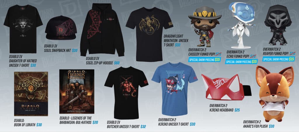 Overwatch 2 and Diablo 4 merch (Image via Blizzard Entertainment)