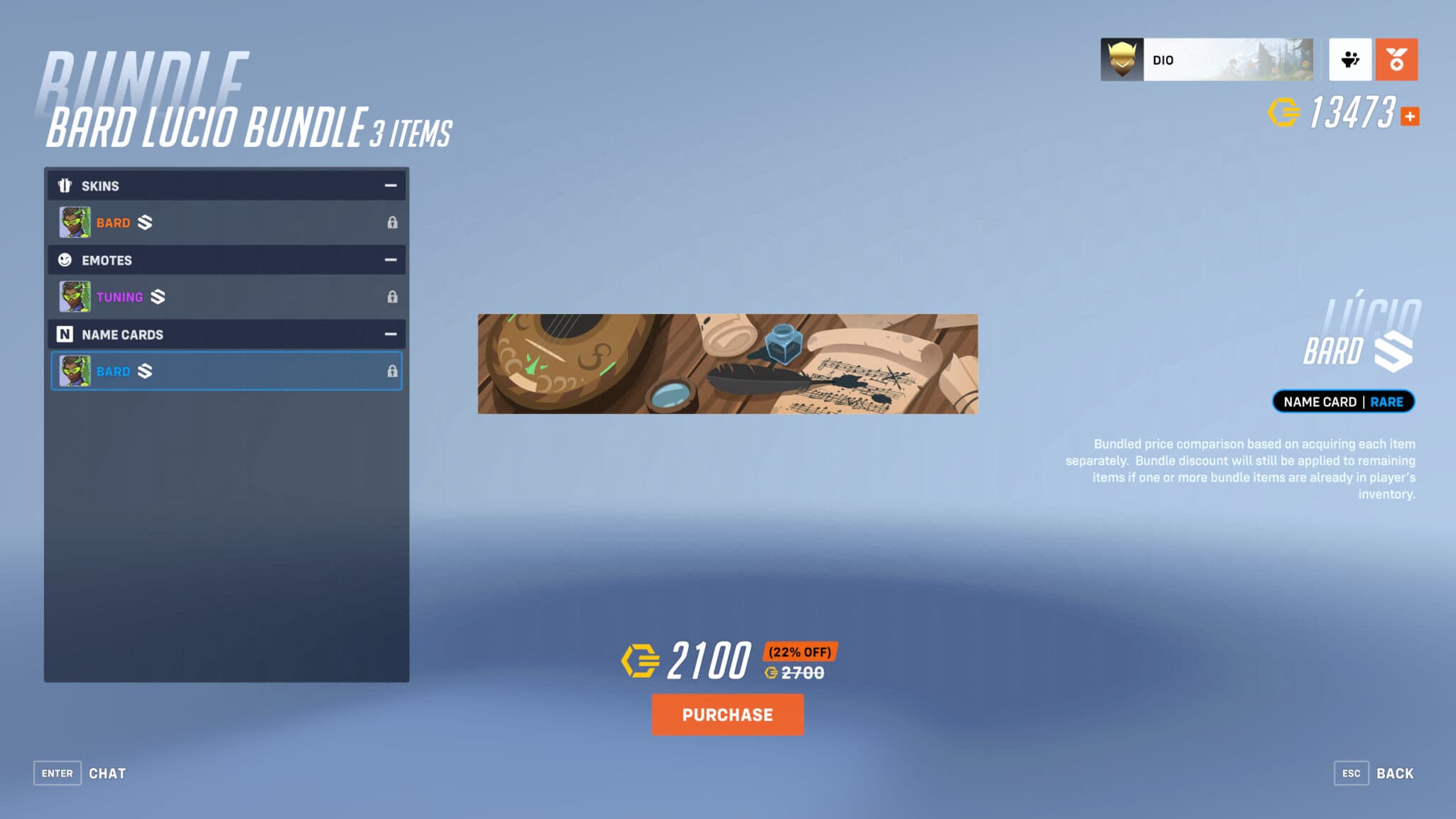 Bard Lucio name card (Image via Blizzard Entertainment)